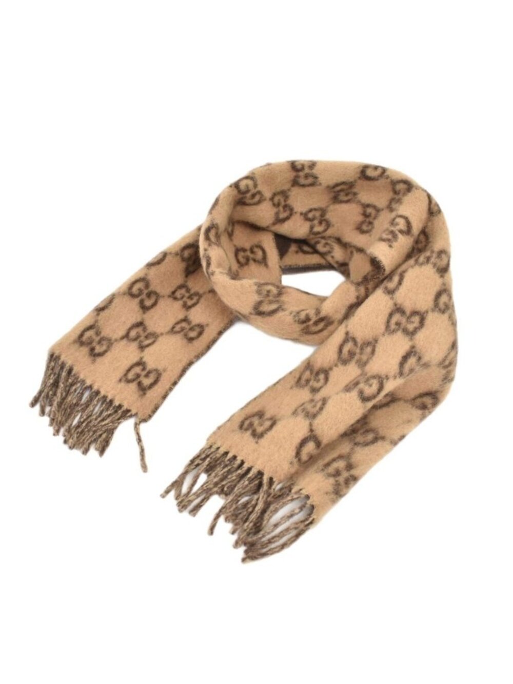 Gucci GG Alpaca Wool Scarf Brown
